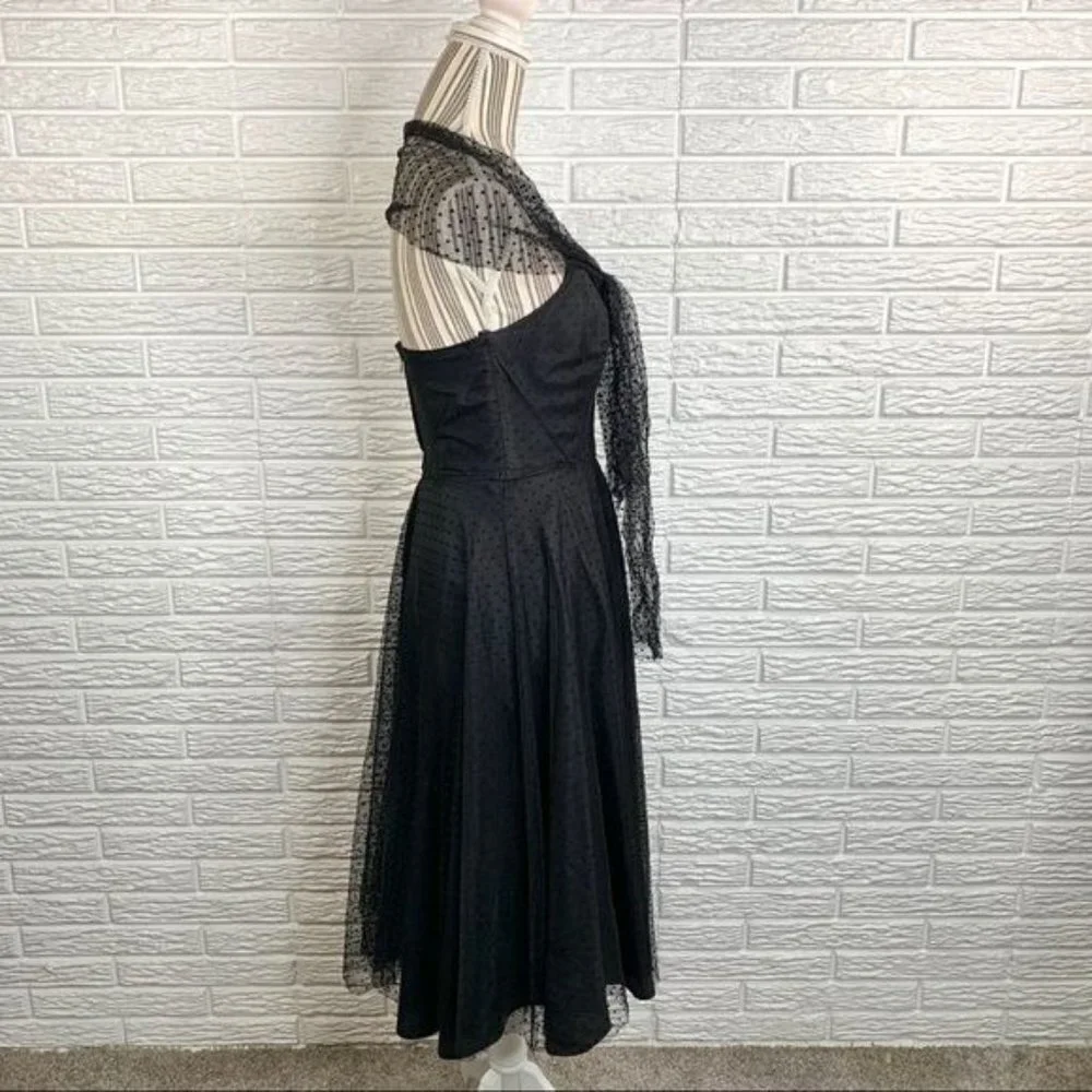 Vintage Uzanel Black Polka Dot Strapless Dress Size Medium - Picture 8 of 10